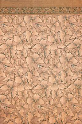 peach silk blend banarasi saree with unstitched blouse piece 5
