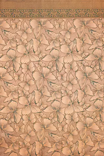 peach silk blend banarasi saree with unstitched blouse piece