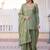 Olive green fendi crush embroidered kurta sharara set with dupatta