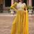 Yellow faux georgette embroidered anarkali suit set with sequins work