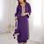 Purple natural crepe straight kurta set with real mirror lace work