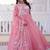 Pink fendi satin embroidered anarkali gown with sequins work