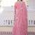 Pink fendi satin embroidered anarkali gown with sequins work