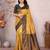 gold green  soft art silk banarasi jacuard work designer party wear saree with unstitched blouse piece