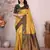 gold green silk blend banarasi saree with unstitched blouse piece