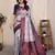 grey neavyblue  soft art silk blend banarasi jacuard work designer party wear saree with unstitched blouse piece