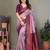 lavender wine  soft art silk banarasi jacuard work designer party wear saree with unstitched blouse piece