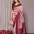 peach wine  soft art silk banarasi jacuard work designer party wear saree with unstitched blouse piece