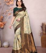 pista green   soft art silk banarasi jacuard work designer party wear saree with unstitched blouse piece