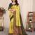 yellow green  soft art silk banarasi jacuard work designer party wear saree with unstitched blouse piece