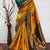 gold green  soft art silk banarasi jacuard work designer party wear saree with unstitched blouse piece