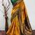 gold green  soft art silk banarasi jacuard work designer party wear saree with unstitched blouse piece
