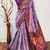lavender wine silk blend banarasi saree with unstitched blouse piece