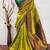 lemon green  soft art silk banarasi jacuard work designer party wear saree with unstitched blouse piece