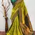 lemon green  soft art silk banarasi jacuard work designer party wear saree with unstitched blouse piece