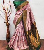 light pink graan  soft art silk banarasi jacuard work designer party wear saree with unstitched blouse piece