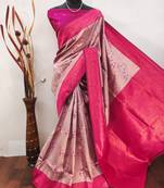 pink  soft art silk banarasi jacuard work designer party wear saree with unstitched blouse piece