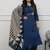 Floral embroidered u neck  cotton kurta trouser & dupatta set