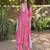 Floral embroidered v neck pure cotton kurta trouser & dupatta set
