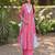 Floral embroidered v neck pure cotton kurta trouser & dupatta set