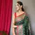 Green plain silk blend patola-saris saree with blouse
