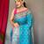 Blue plain silk blend patola-saris saree with blouse