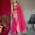 Pink plain silk blend patola-saris saree with blouse