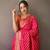 Pink plain silk blend silk-blend-sarees saree with blouse