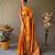 Orange plain silk blend silk-blend-sarees saree with blouse