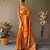 Orange plain silk blend silk-blend-sarees saree with blouse