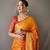 Orange plain silk blend silk-blend-sarees saree with blouse
