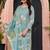 Floral embroidered round neck pure cotton kurta trouser & dupatta set
