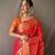 Red plain silk blend silk-blend-sarees saree with blouse