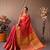 Red plain silk blend silk-blend-sarees saree with blouse