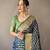 Navy blue plain silk blend silk-blend-sarees saree with blouse