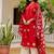 Floral embroidered v neck pure cotton kurta trouser & dupatta set