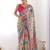 pink & multicolor georgette printed mirror lace work saree