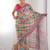 pink & multicolor georgette printed mirror lace work saree