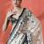white & black color japan satin digital print saree