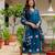 Floral embroidered v neck pure cotton kurta trouser & dupatta set