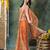 Rust orange embroidered silk saree