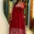 Floral embroidered round neck  cotton kurta & trouser set