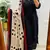 Floral embroidered u neck  cotton kurta trouser & dupatta set