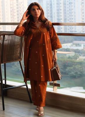 Floral printed collar neck  cotton co-ord set 1