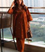 Floral printed collar neck pure cotton co-ord set