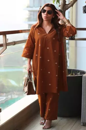 Floral printed collar neck  cotton co-ord set