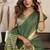 Green khadi cotton saree with elegant jhallar border saree