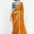 Orange fancy beautified with sequins ,dhaga ,thread embroidered work saree