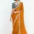 Orange fancy beautified with sequins dhaga thread embroidered work saree