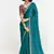 Teal fancy beautified with sequins dhaga thread embroidered work saree
